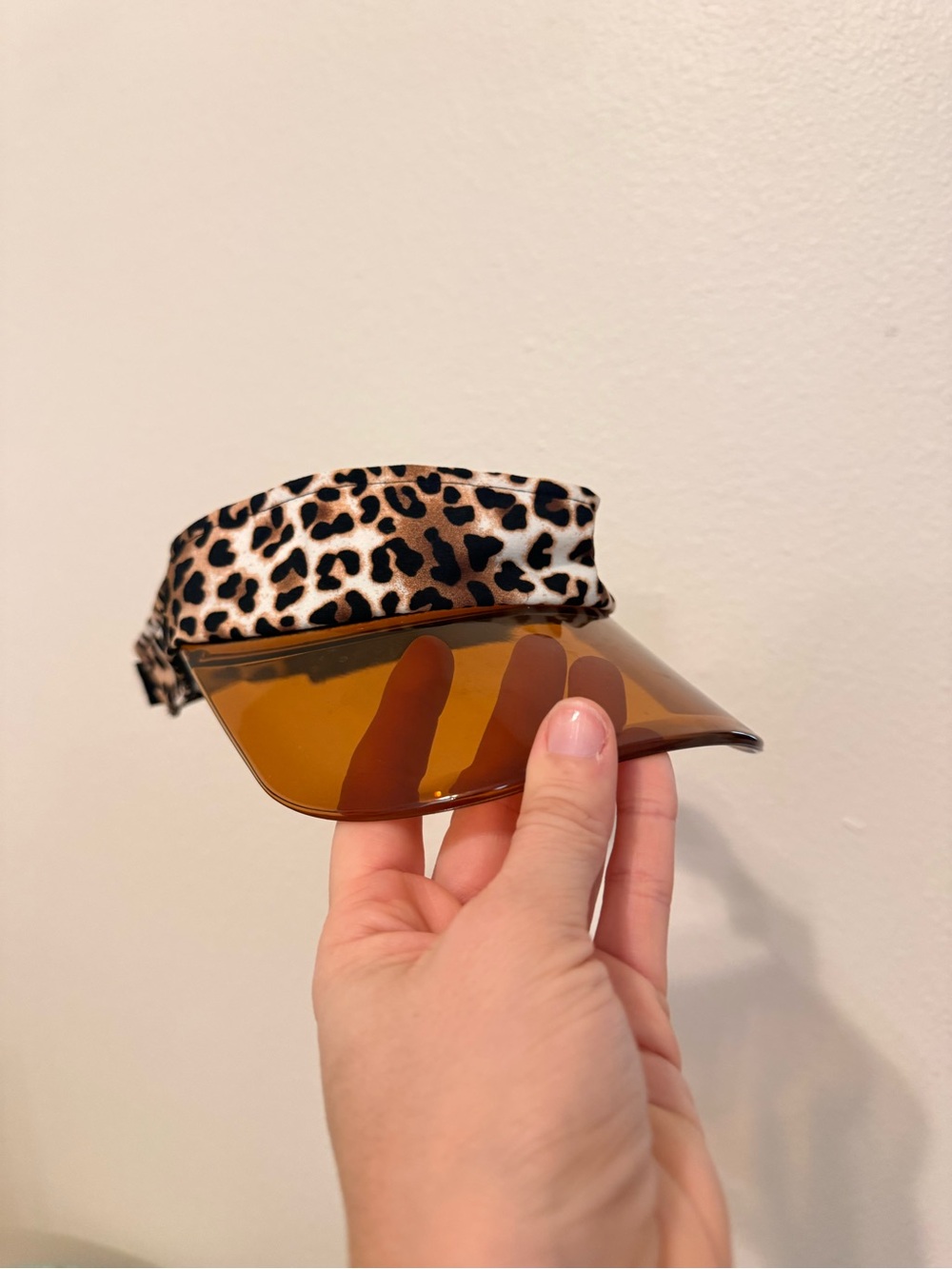 Leopard Print Visor with Amber Shield - Picture 3 of 4